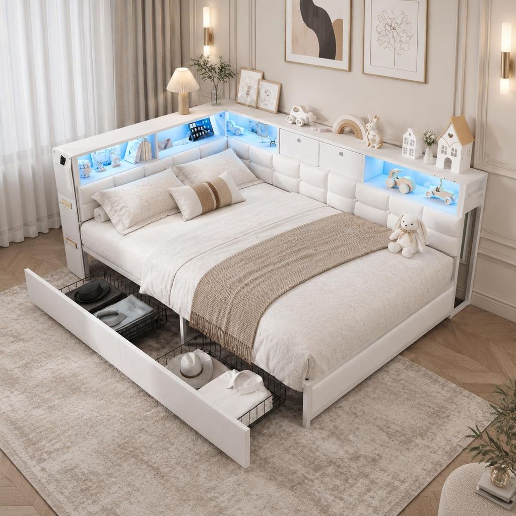 INONEFT Gestoffeerd slaapbank, 140x200 cm, tweepersoonsbed Productafbeelding 