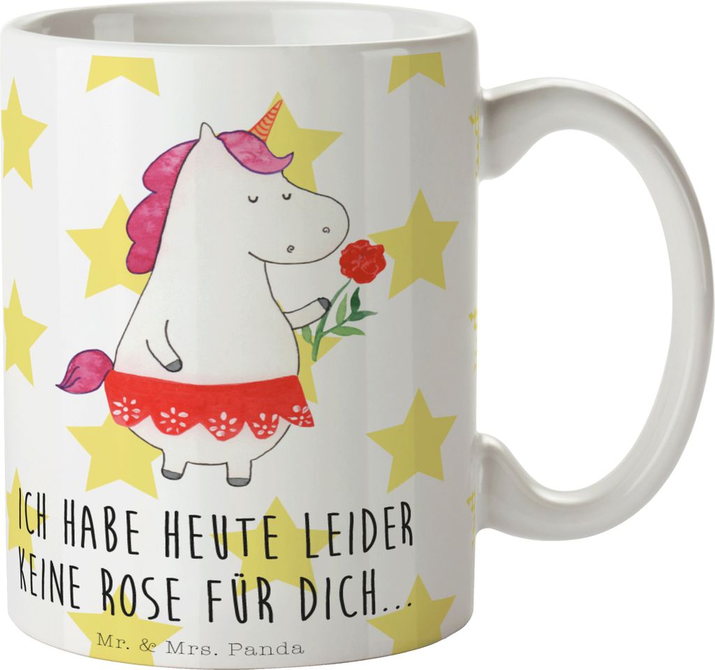 Mr. & Mrs. Panda Pott Einhorn Dame - Weiß - Geschenk, Freundin, Kaffeetasse, Becher, Tasse mit Spruch, Unicorn, Teetasse, Trinkbecher, Frau, Bachelor