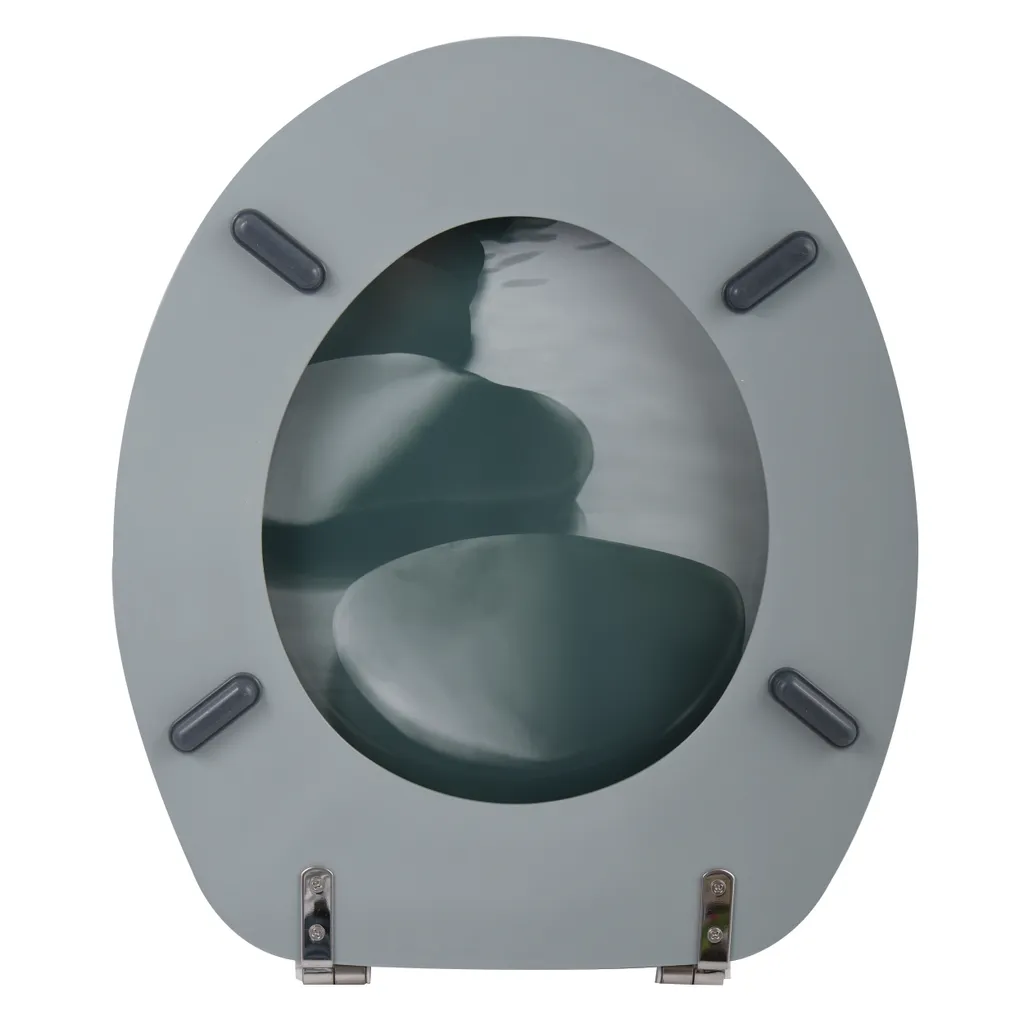 Coprisedile WC MSV Ciottoli Grigio MDF | Pulizia Facile e Alta Durata
