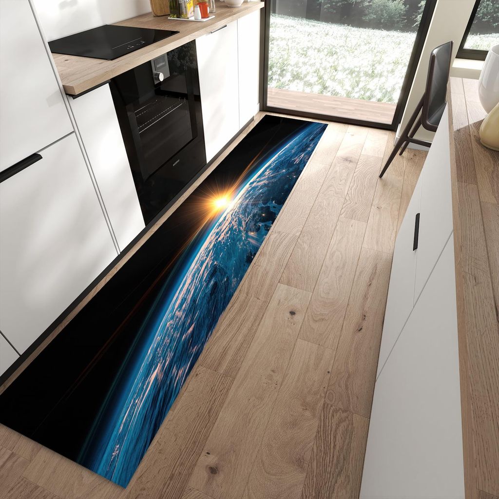 Küchenteppich 60x300cm rutschfest & abwischbar PVC Läufer - Erde des Sonnenaufgang
