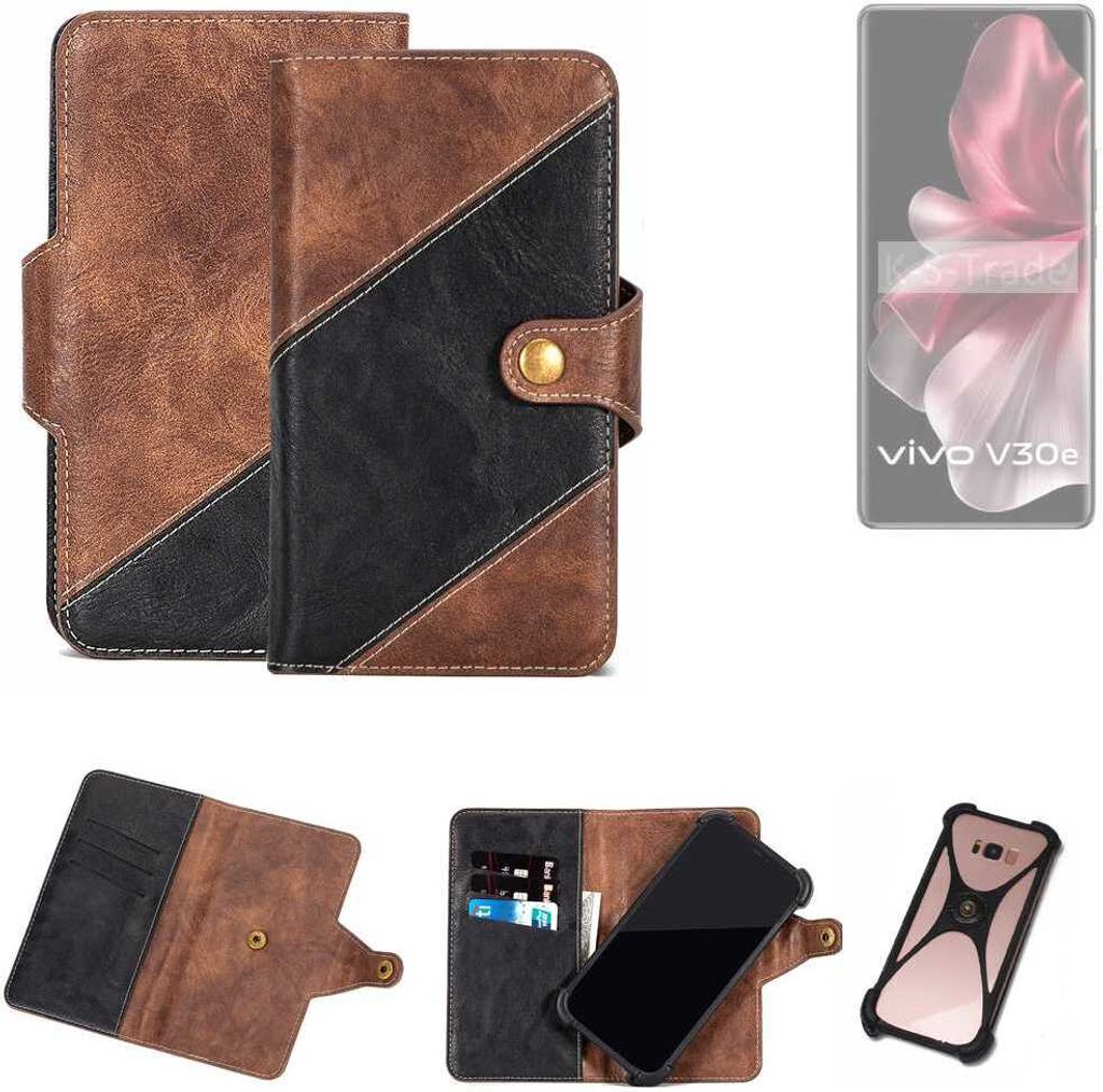 K-S-Trade Handyhülle Schutzhülle Bookstyle Case kompatibel mit Vivo V30e V2339 Klapphülle Cover Hülle Schutztasche 1x