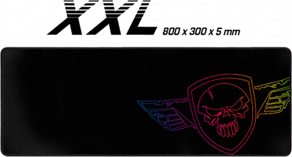 Spirit of Gamer Darkskull - XXL, Schwarz, Blau, Rot, Gelb, Abbildung, Stoff, Gummi, Anti-Rutsch-Basis, Gaming-Mauspad