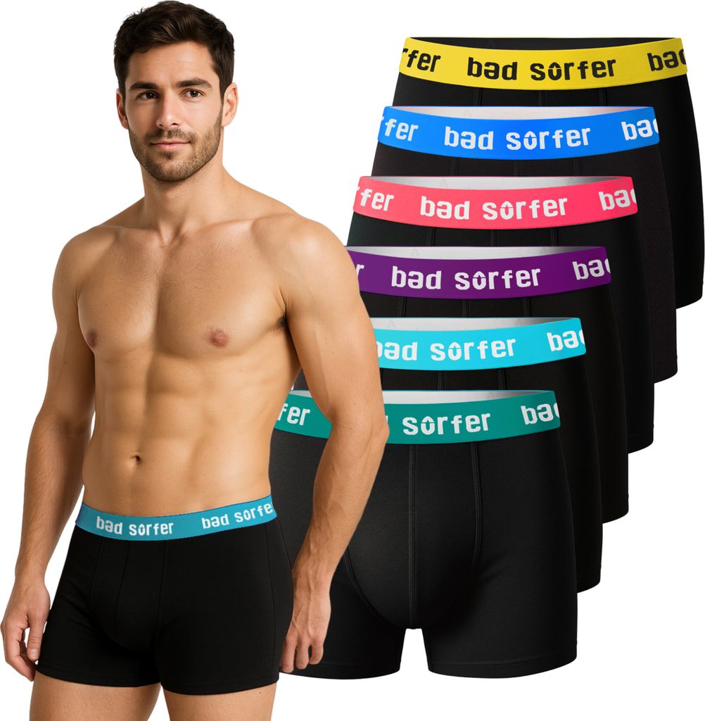 Bad Surfer Herren Boxershorts Set, Baumwolle, Farbmix, 6er Pack, L – OnlyWave!
