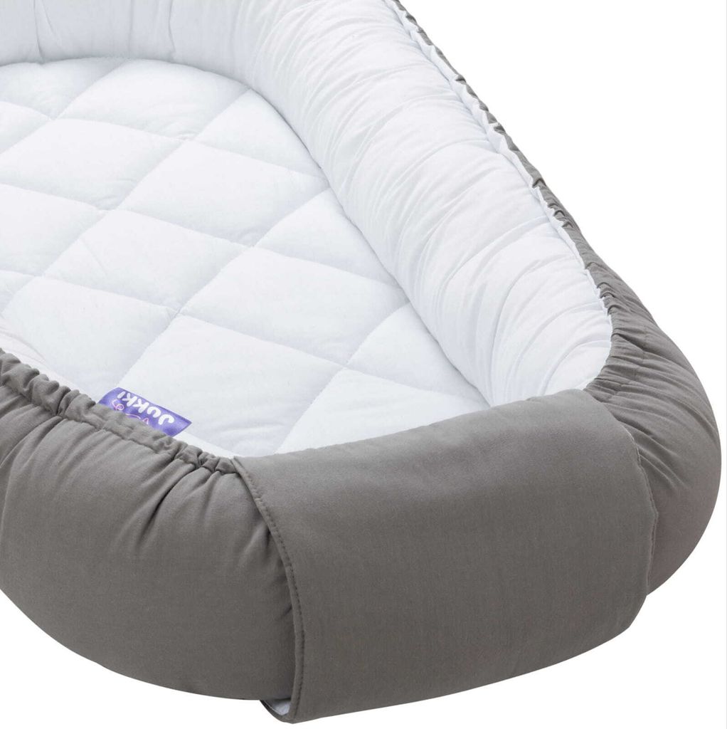 Grau &Amp; Weiß Gesteppt Babynest Kokon Comfort Produktbild 2
