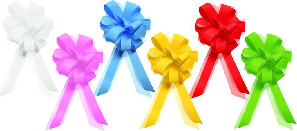 Ziehschleife / Dekoschleife mit Band und Tüll / Ø ca. 17 cm / Farbe: gelb