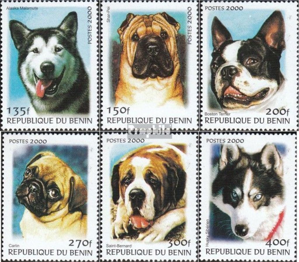 Briefmarken Benin 2000 Mi I-VI (kompl.Ausg.) postfrisch Hunderassen