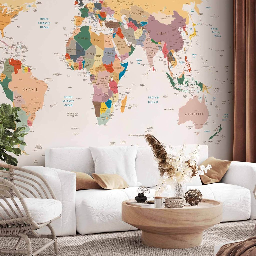 Vlies Fototapete - World Map 300x210 cm Karten k-B-0001-a-b