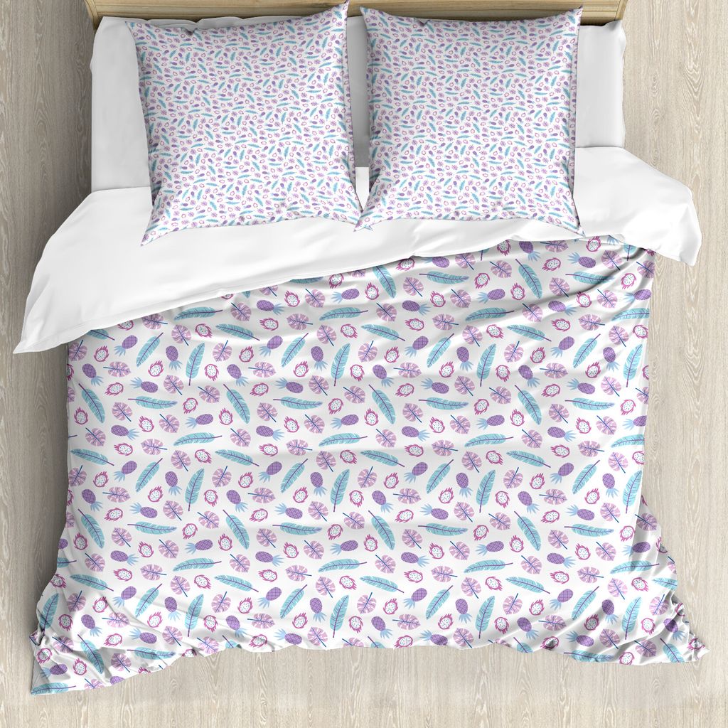 ABAKUHAUS Drachen Bettbezug Set für Einzelbetten, Wiederholendes Muster der Feder, Milbensicher Allergiker geeignet mit Kissenbezug, 200 cm x 200 ...