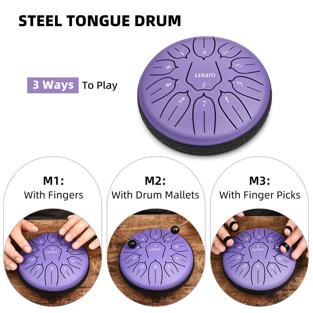 LEKATO Steel Tongue Drum 6 Zoll 11 Töne D-Tonart Produktbild 6