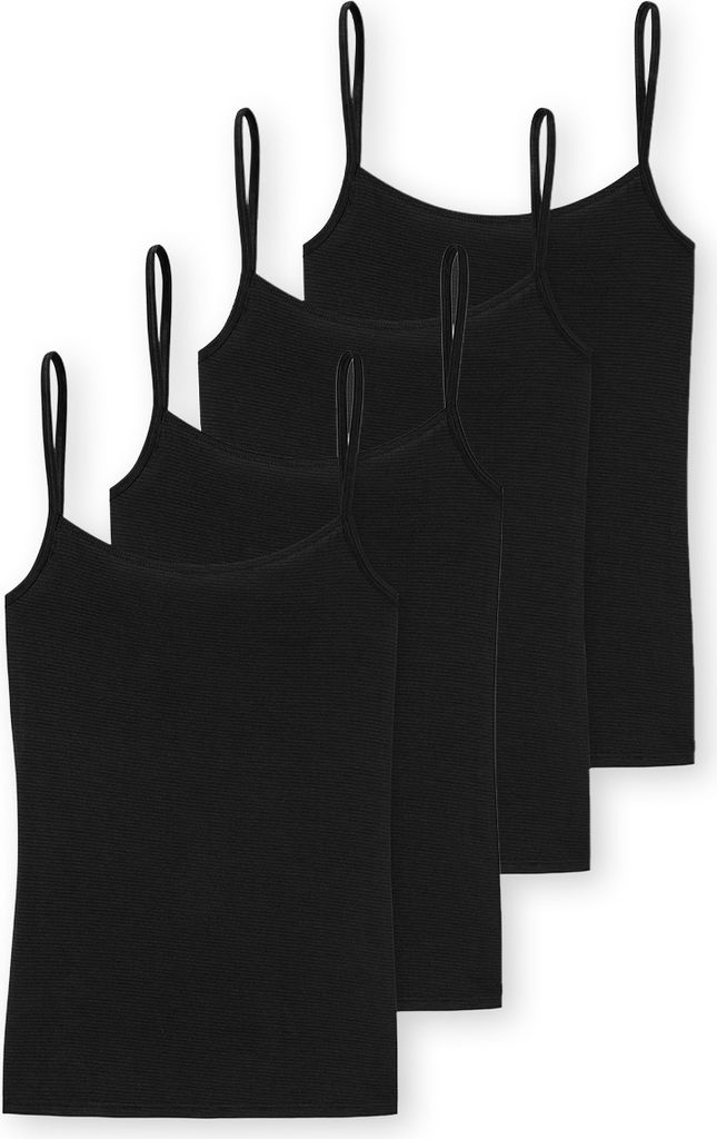 Schiesser 4er Pack Modal Essentials Spaghetti Top Hals- und Armausschnitt mit feinem Einfass, Formstabiles, temperaturausgleichendes Material, In h...