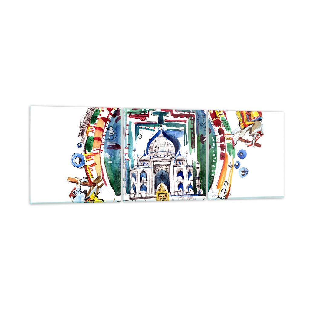 Bilder auf glas - Elefanten Indien Religion Kultur - 120x40cm - Glasbilder - Wandbilder - Kunstdruck - zum Aufhängen bereit - Wanddekoration aus G...