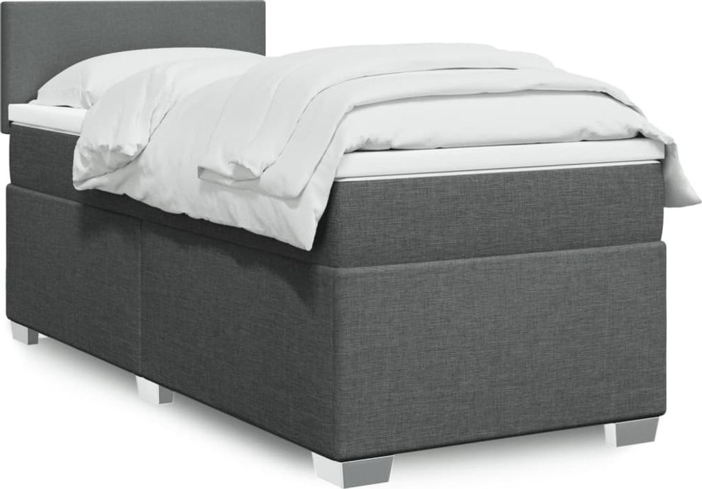 Maison Exclusive - Boxspringbett mit Matratze Dunkelgrau 90x200 cm Stoff