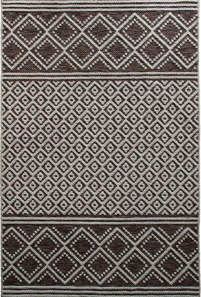 Teppich, Polypropylen und Baumwolle, Kreuzmuster 190x290, braun