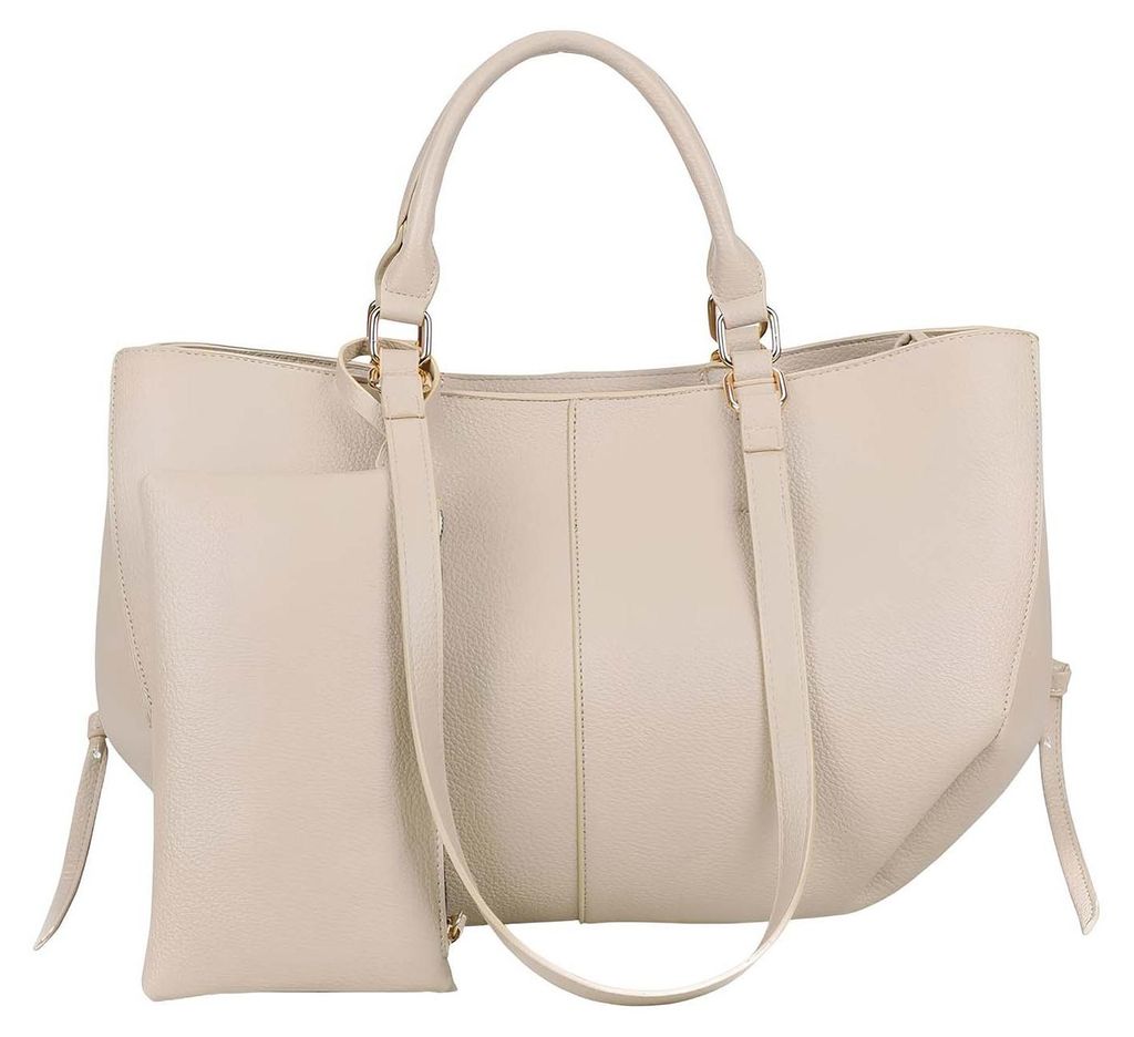 Gallantry, Damen-Einkaufstasche mit passender Clutch und Kordelzug, Beige