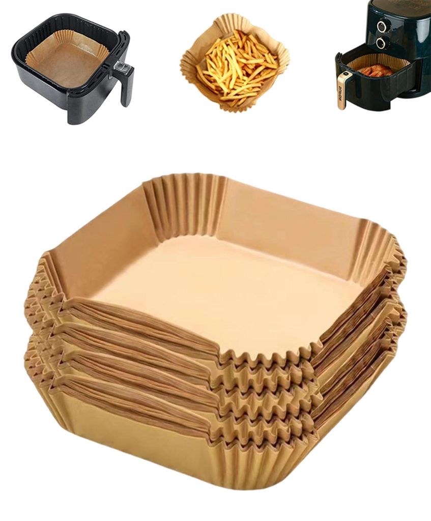100 Blatt Backpapier für Cosori Turbo Tower Pro & Smart Airfryer, 16 x 16 x 4,5 cm, für Heißluftfritteuse und Mikrowelle (6 l/3 l)