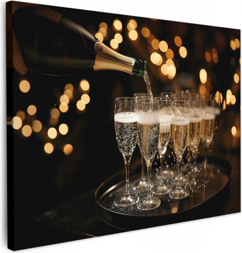 Wanddeko 80x60 cm - Getränk - Champagner - Gläser, Leinwand bilder, Wanddeko Wohnzimmer