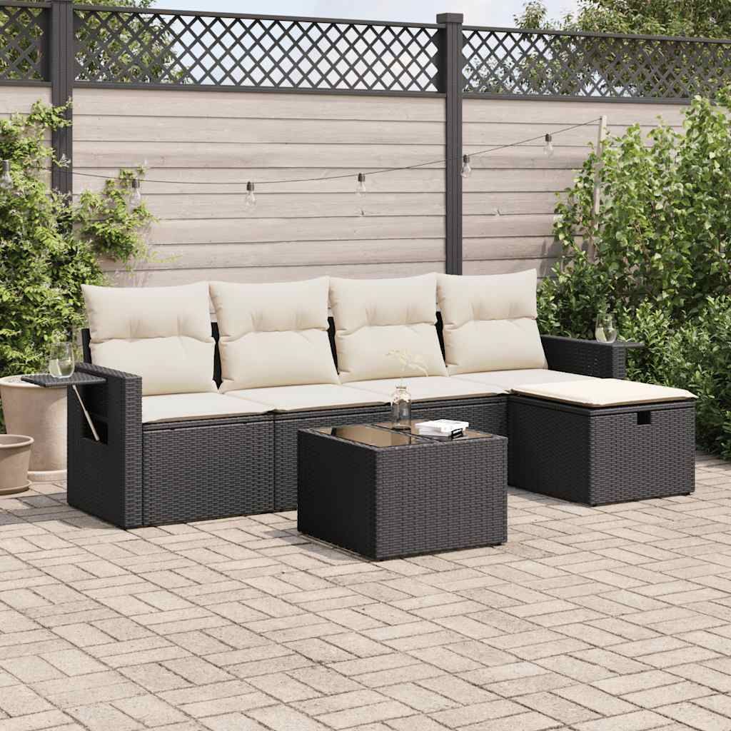 Maison Exclusive - 6-tlg. Garten-Sofagarnitur mit Kissen Schwarz Poly Rattan