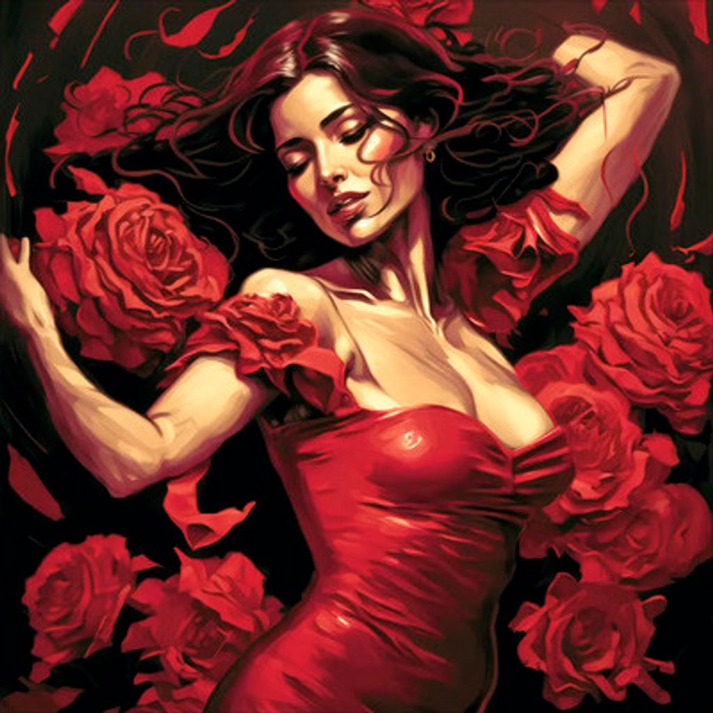 Glasbild Dance With Roses 20x20 cm