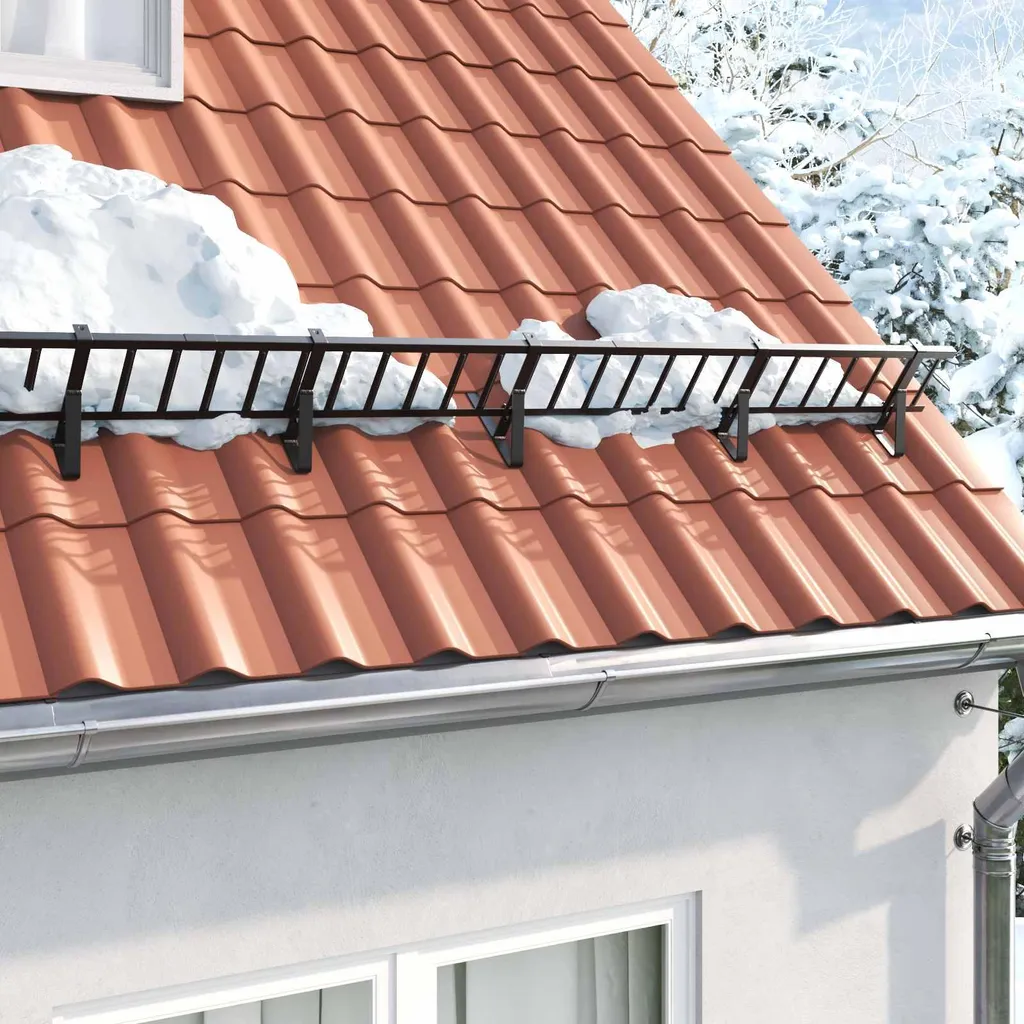 Grille pare-neige de toiture en acier noir 300cm pour sécurité active