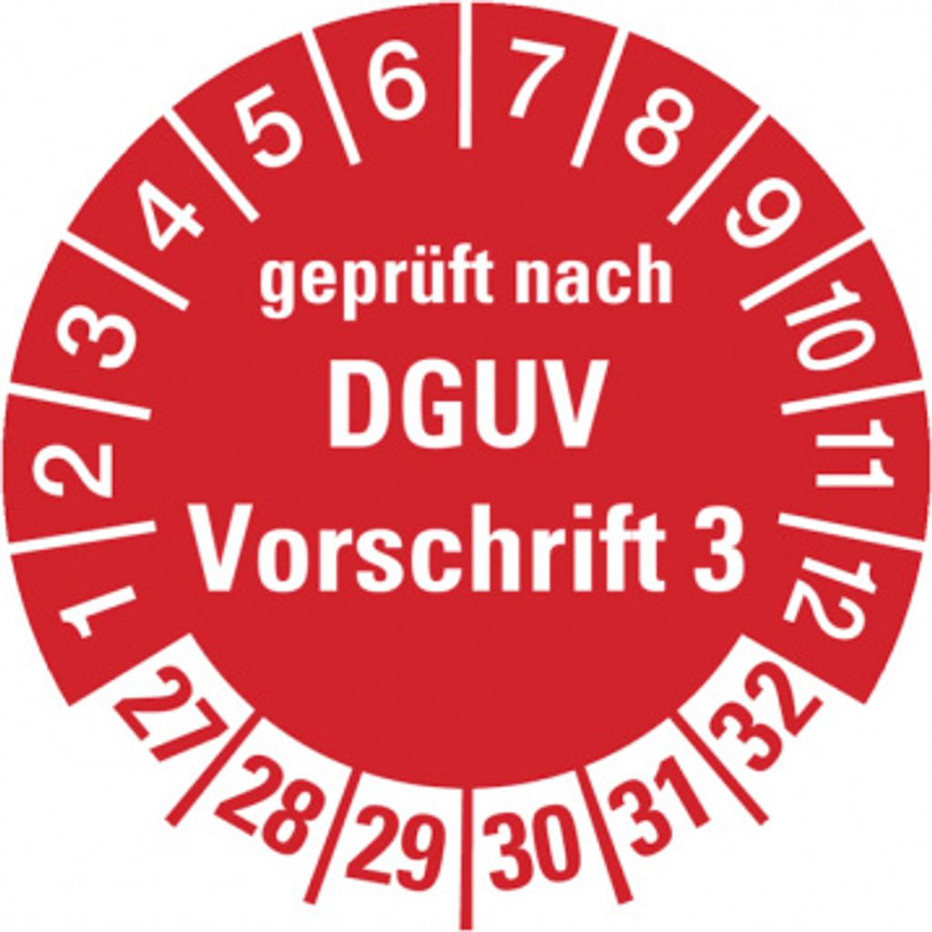 Dreifke Aufkleber Prüfplakette, nach DGUV Vorschrift 3, rot/weiß, Ø ...