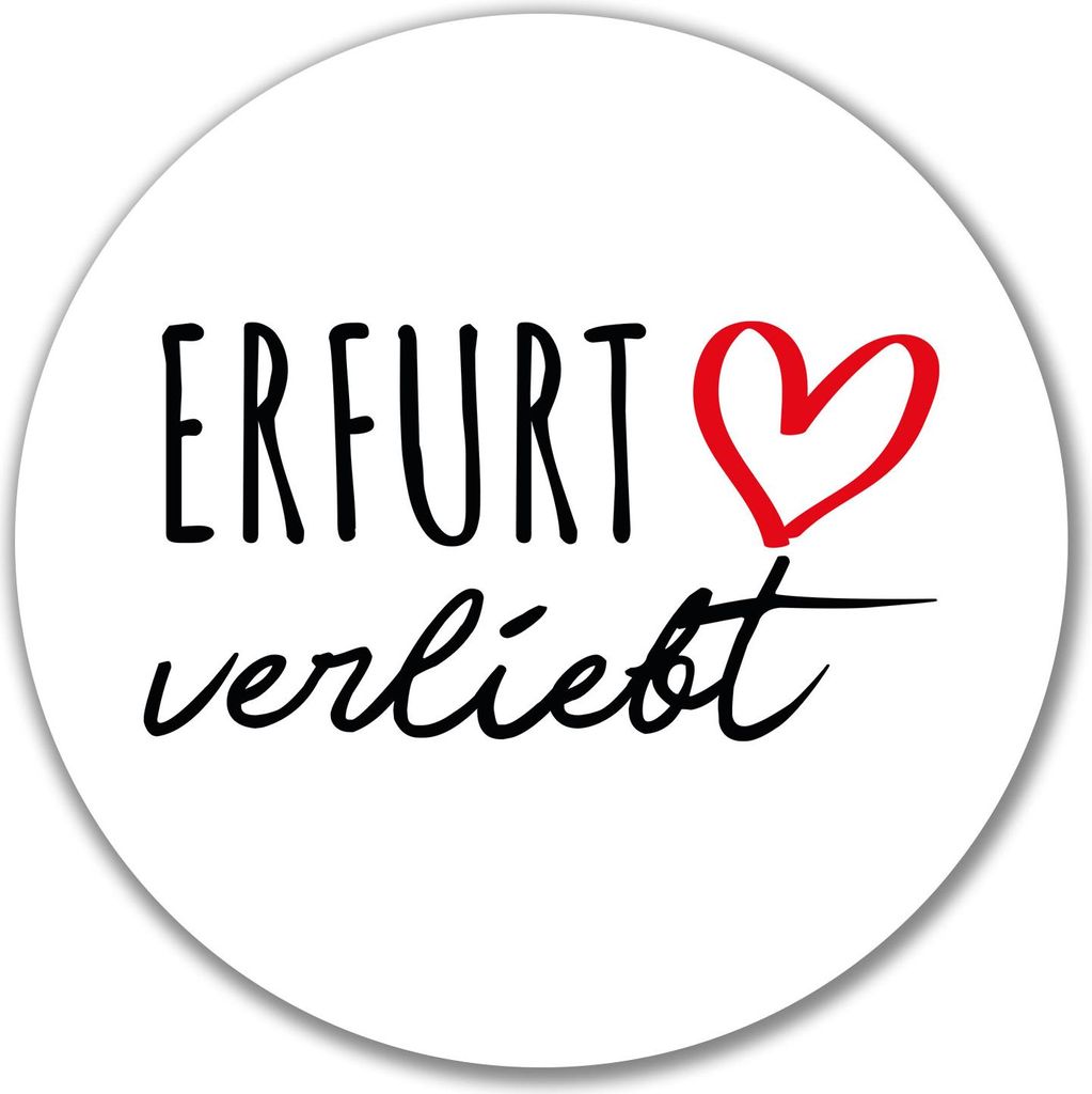 Huuraa Aufkleber Erfurt verliebt 10cm rund Sticker Geschenkidee