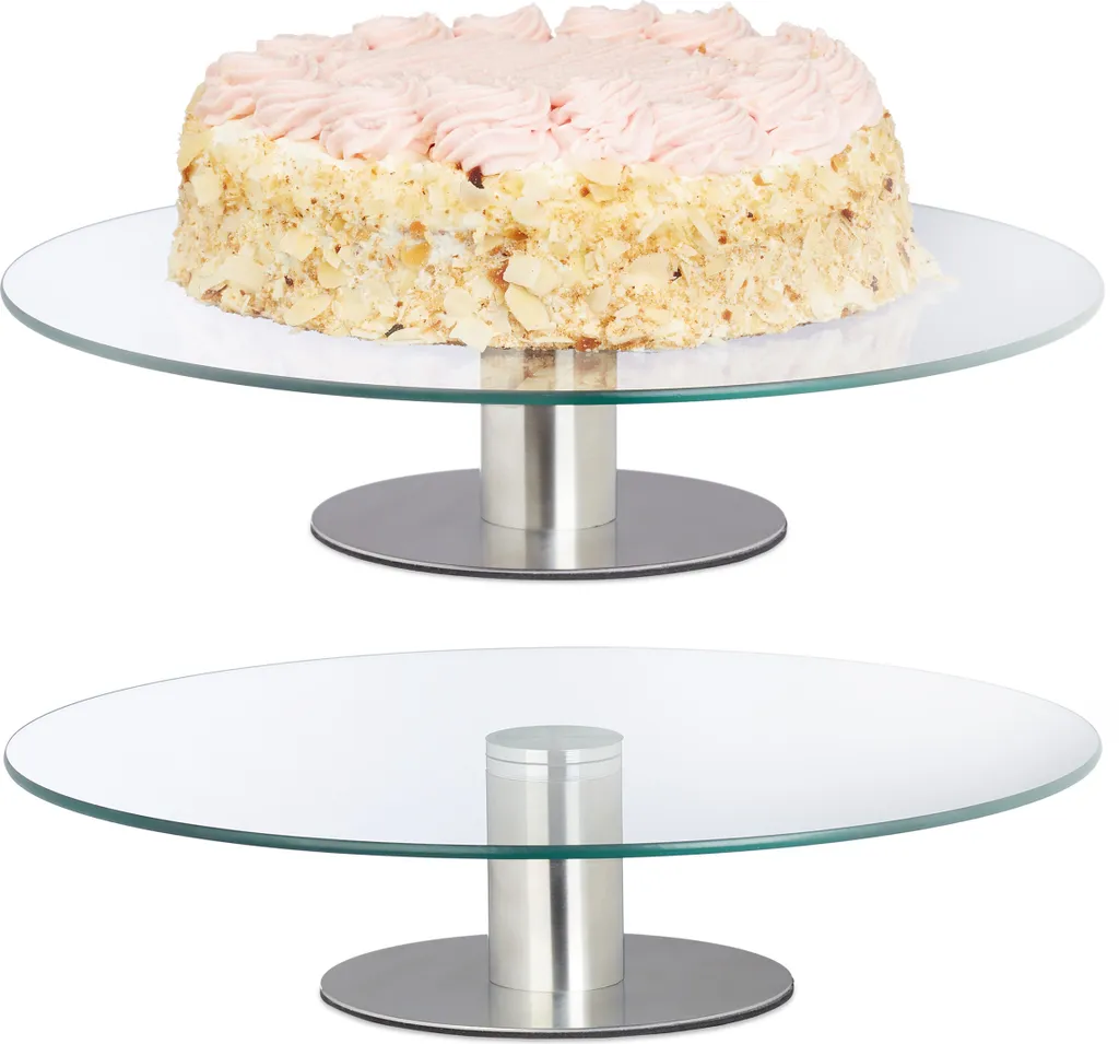 Plateau à tarte rotatif en verre transparent, lot de 2 supports de 30 cm