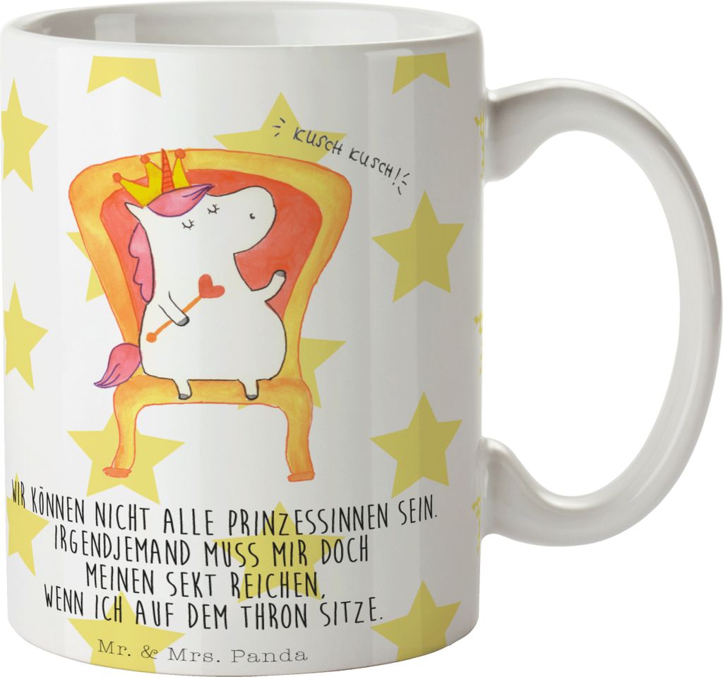 Mr. & Mrs. Panda Becher Einhorn König - Weiß - Geschenk, Kaiser, Kaffeebecher, Prinzessin, Tasse, Bundeskanzler, haferl, milchkaffeetasse, Kaffee...