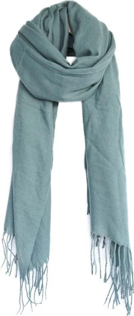 Morbida Sciarpa Donna Verde Turchese 75x180 - Stola con Frange