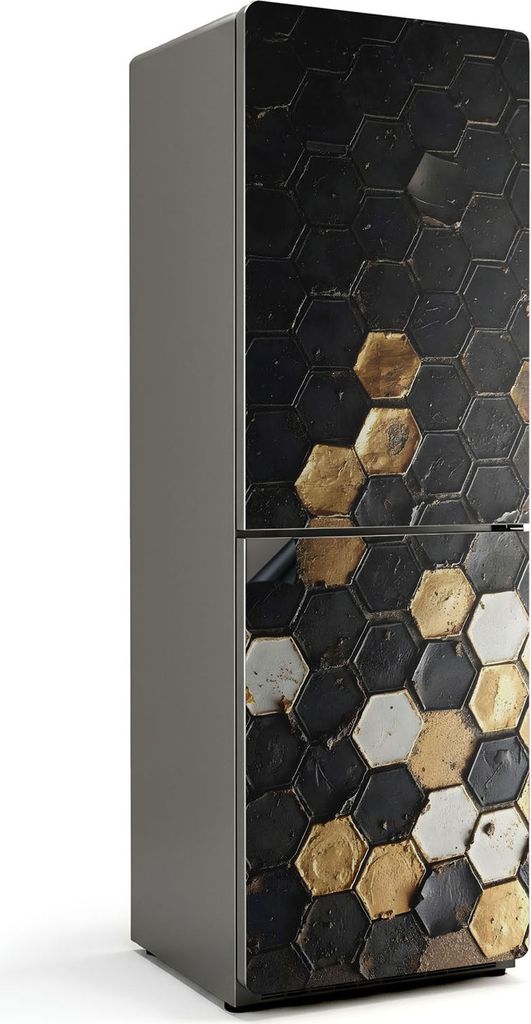 Geometrisches Sechseckmuster – Magnetische Kühlschrank Abdeckung – Dekorfolie magnetisch Küche – Kühlschrank Magnet Deko – selbstklebend...
