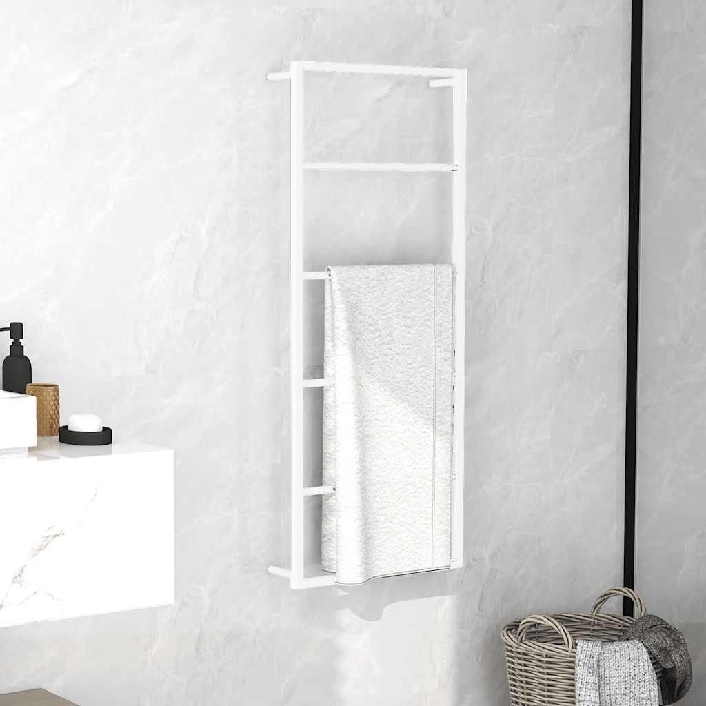 Vidaxl -Handtuchregal 45x10x115 cm Stahlweiß Zdjęcie produktu 