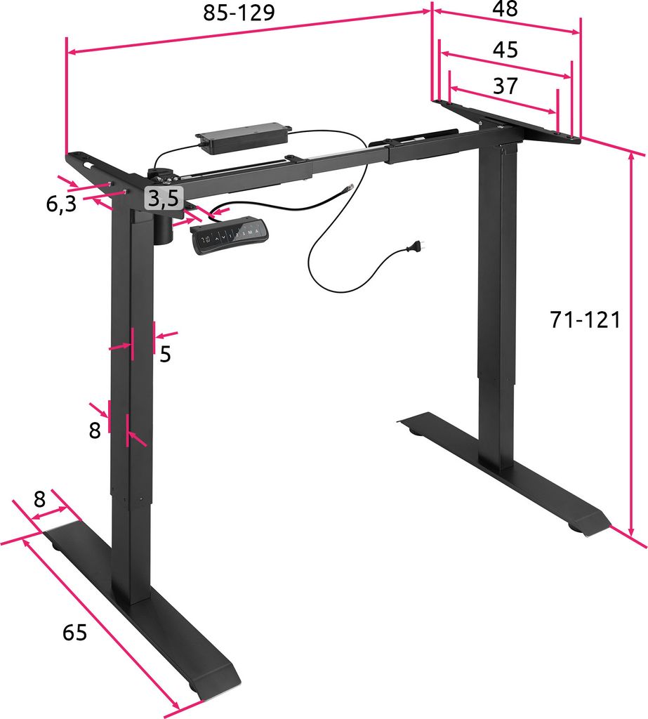 Tischgestell Piotr 85 - 129 x 65 x 71 - 121 cm Obrázek produktu 15