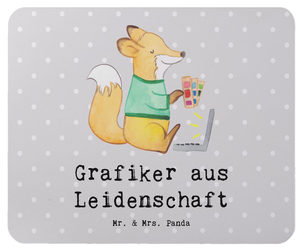 Mr. & Mrs. Panda Mouse Pad Grafiker Leidenschaft - Grau Pastell - Geschenk, Designer, Spruch, Mediengestalter, Mousepad, Mauspad, laptop, pc, computer