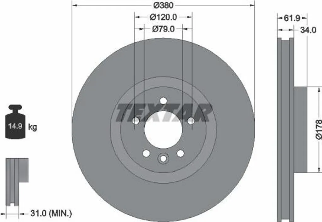 Disque Frein Haute Performance Textar 92235605 Technologie OE LR016176