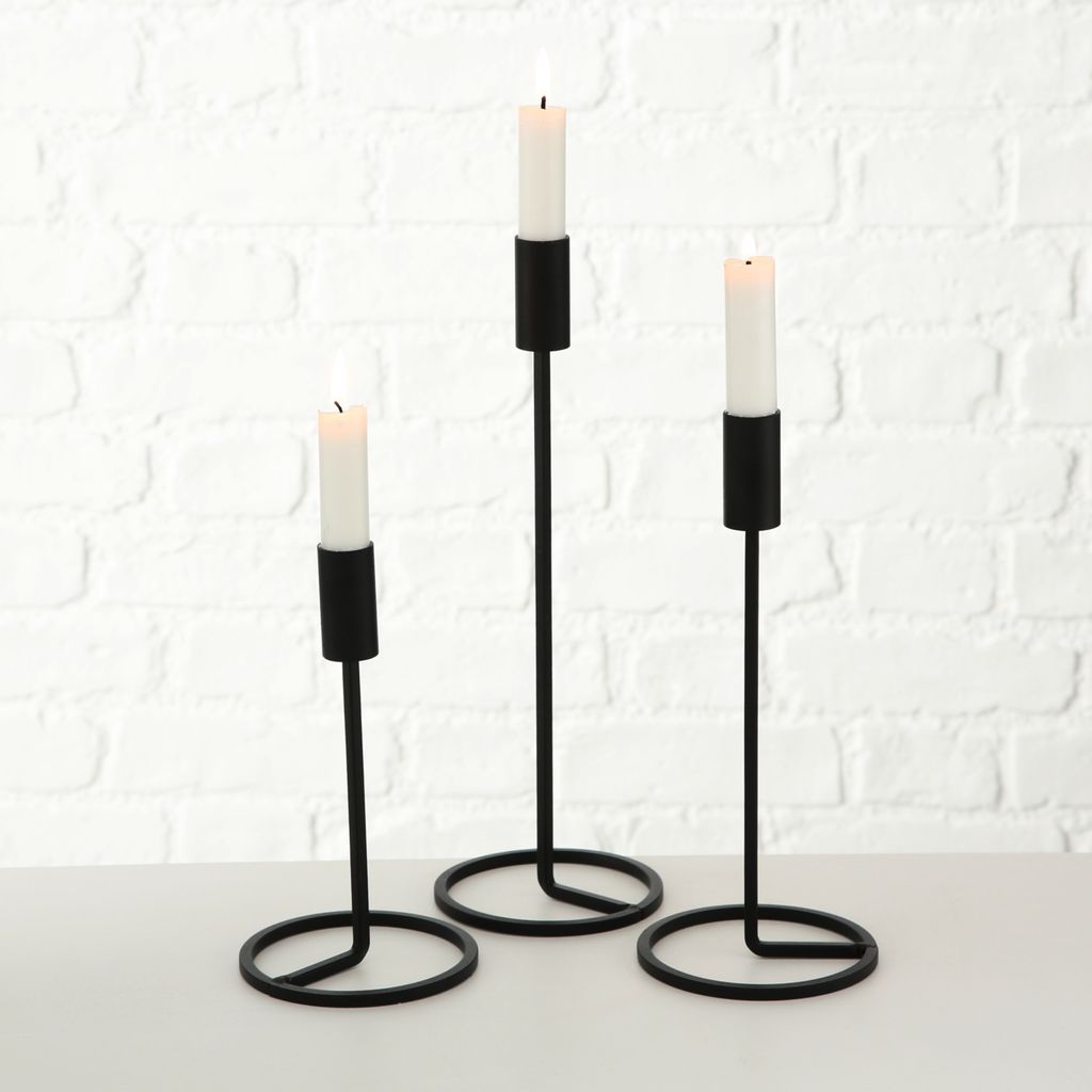 LS-LebenStil Vintage 3´er Set Metall Kerzenständer Schwarz Produktbild 3