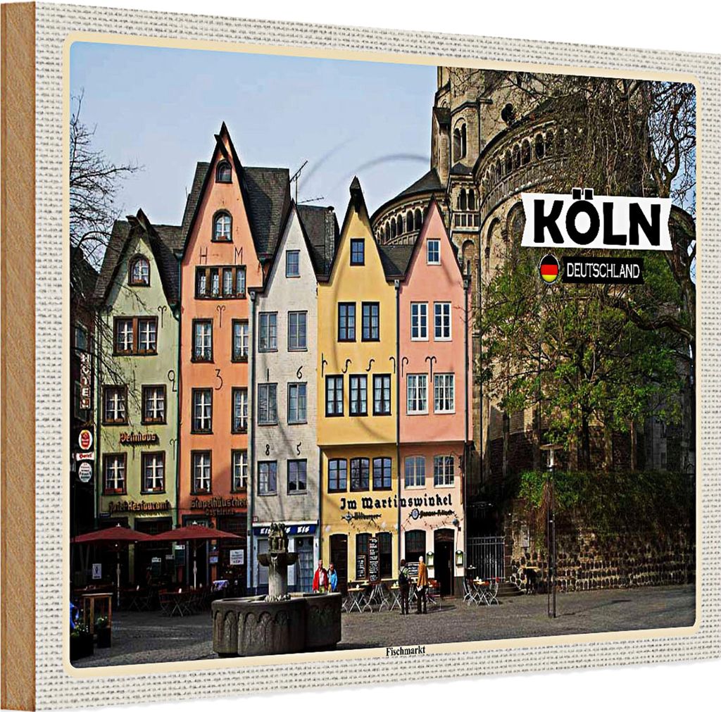 Holzschild Städte Köln Fischmarkt Martinswinkel 30x20cm