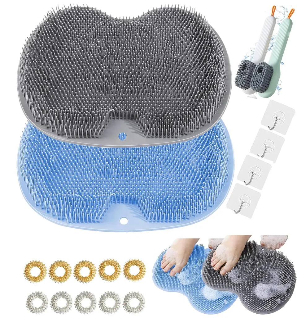 Nettoyant pieds pour douche avec brosses chaussures et tapis de massage