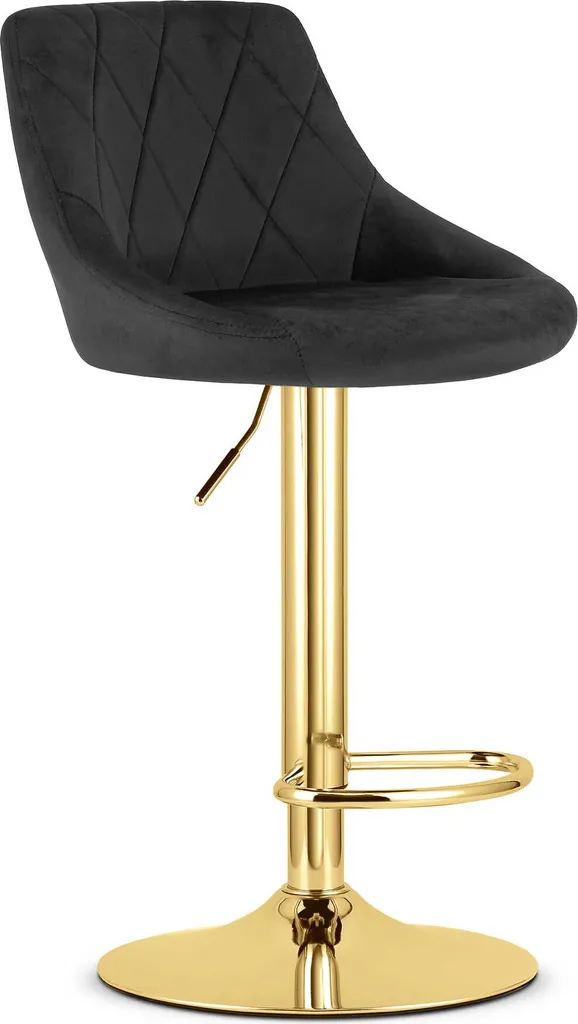 Sgabello KAST Velluto Nero e Base Oro | Design Luxury per Penisola Cucina - 1