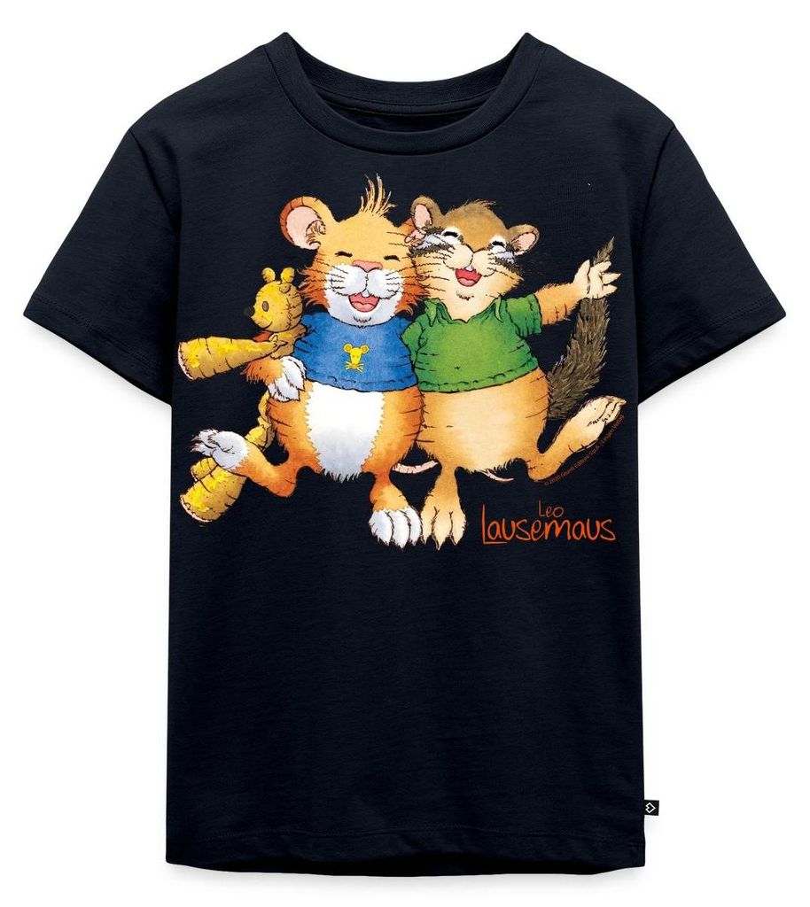 Spreadshirt Leo Lausemaus und Didi Dachs Freunde Kinder Premium T-Shirt, 122/128 (6 Jahre), Navy