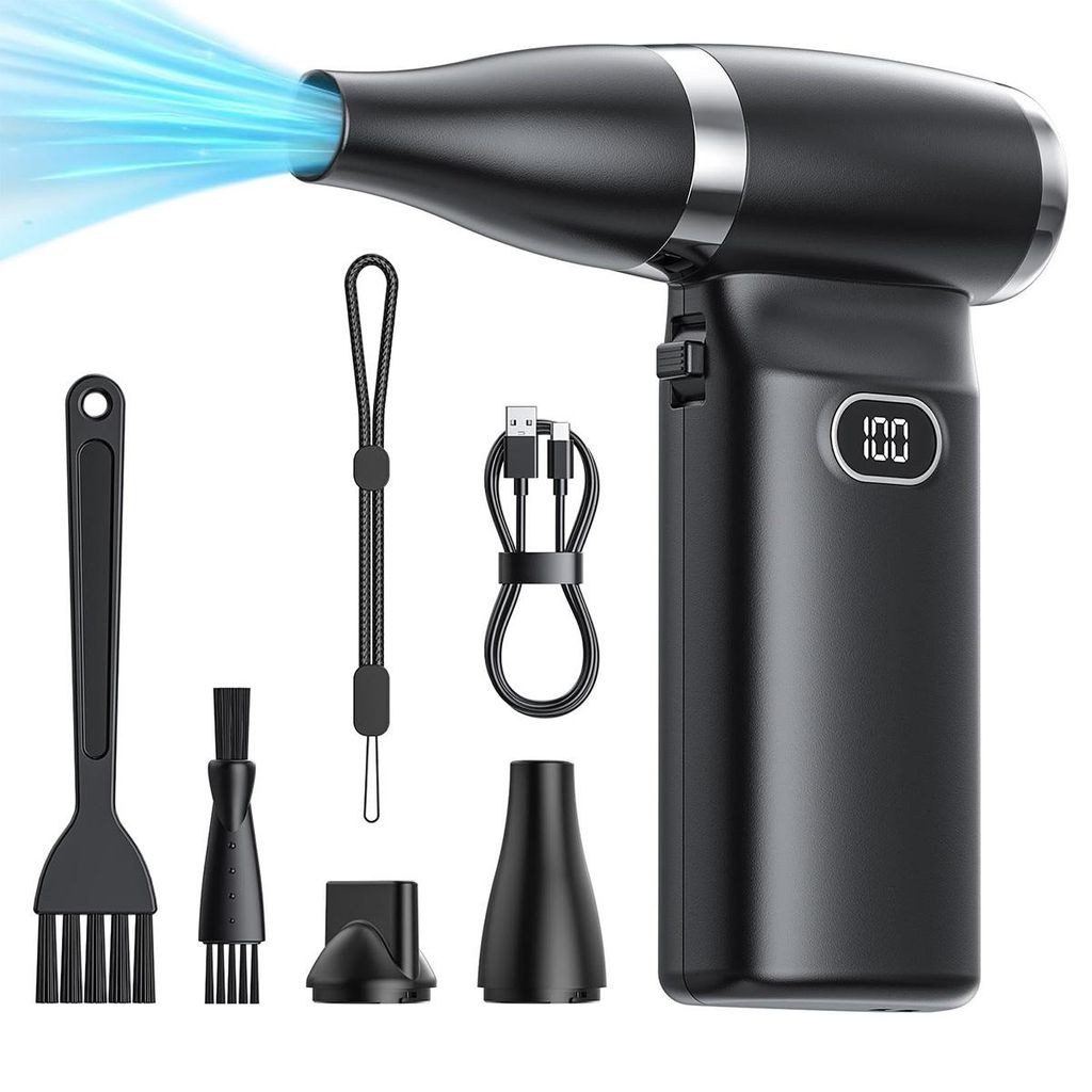 Druckluft-Reiniger, 110.000 U/min, starker elektrischer Mini-Blower, 100-stufig einstellbar, Schnellladung, für PC, Tastatur, Haushalt, Outdoor, Auto