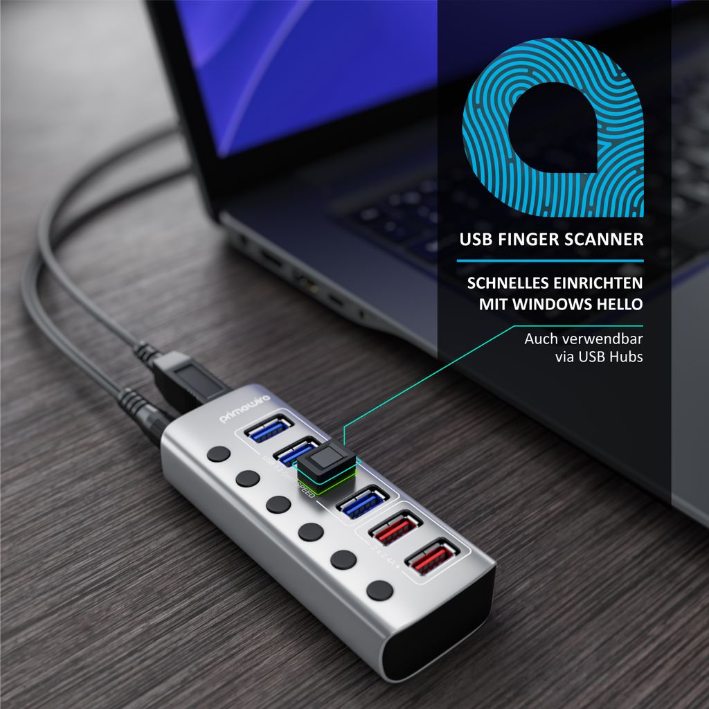 Lettore di Impronte Digitali USB Desktop, Lettore di Chiavi di Impronte Digitali per Computer, Chiave di Sicurezza USB con Cavo di Prolunga per Riconoscimento Automatico