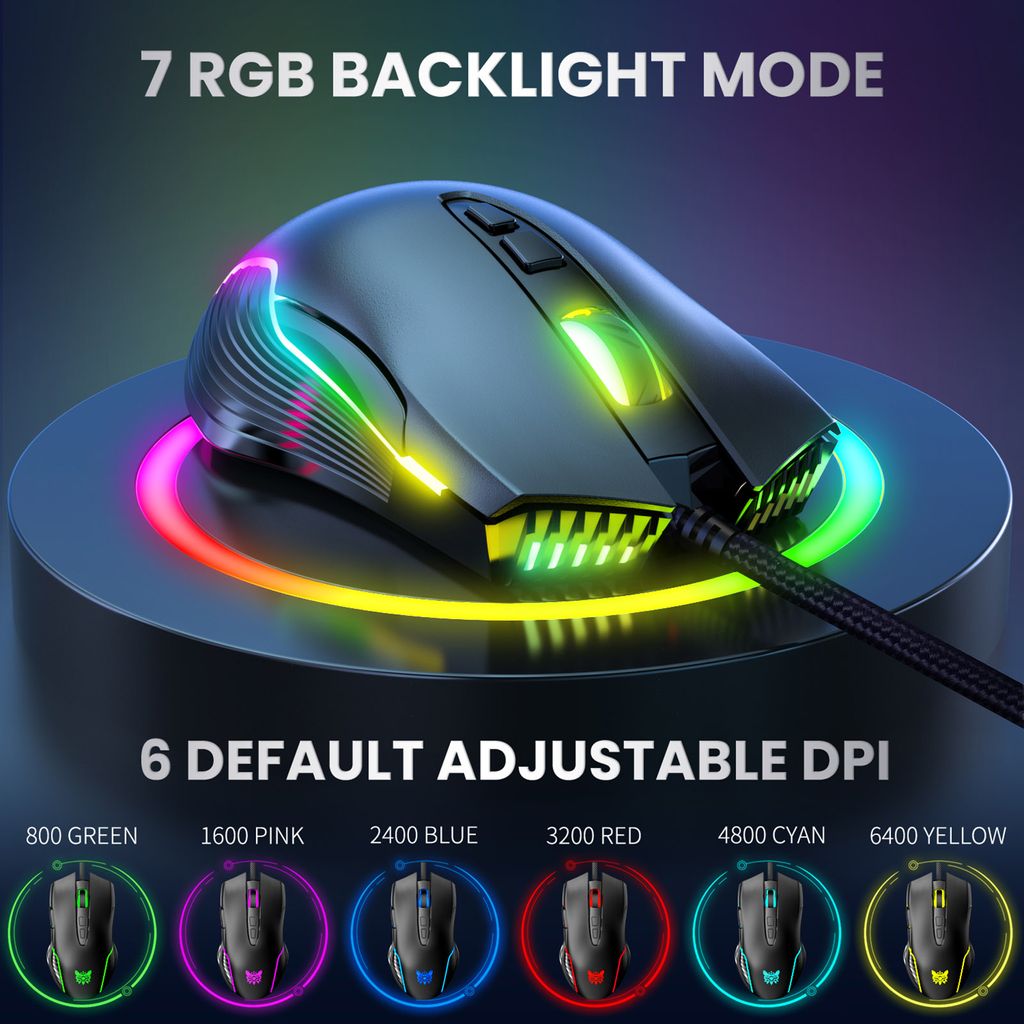 6400DPI RGB LED Licht USB Wired Gaming Mäuse Maus Für PC Laptop 