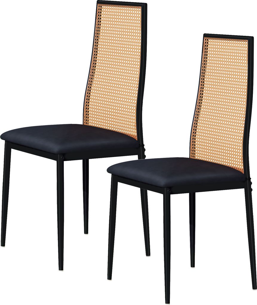 2er-Set Hochlehner Küchenstühle mit Rattanlehne & Produktbild 