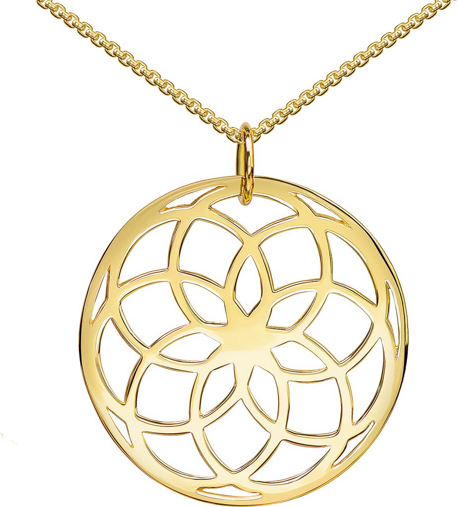 MATERIA Lebensblume Kette Gold Anhänger Mandala 925er Produktbild 