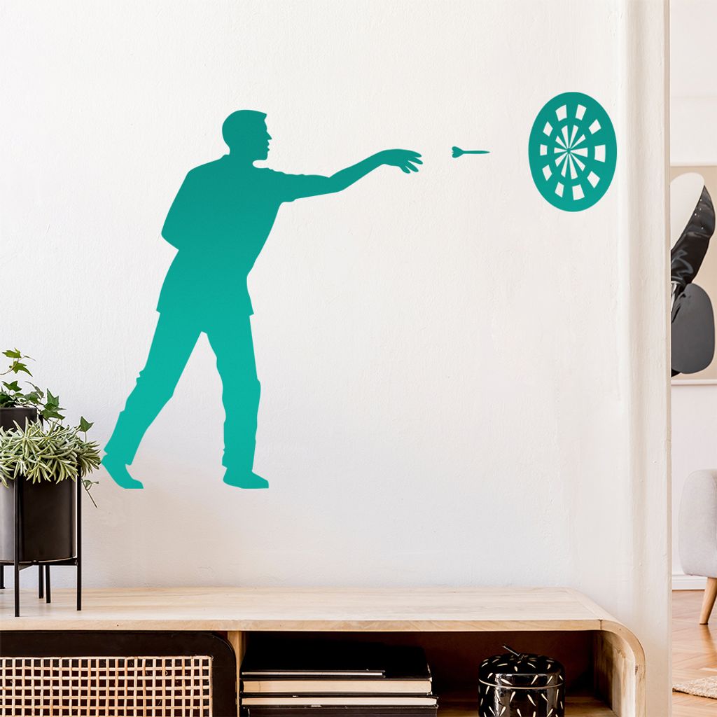Darts Bullseye Spieler Figur Wandtattoo Wandaufkleber Wall Sticker - Dekoration, Küche, Wohnzimmer, Schlafzimmer, Badezimmer