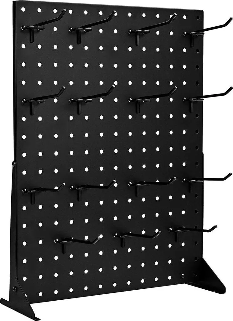 Organizer Attrezzi Pannello Forato Nero con 15 Ganci - Fai da Te