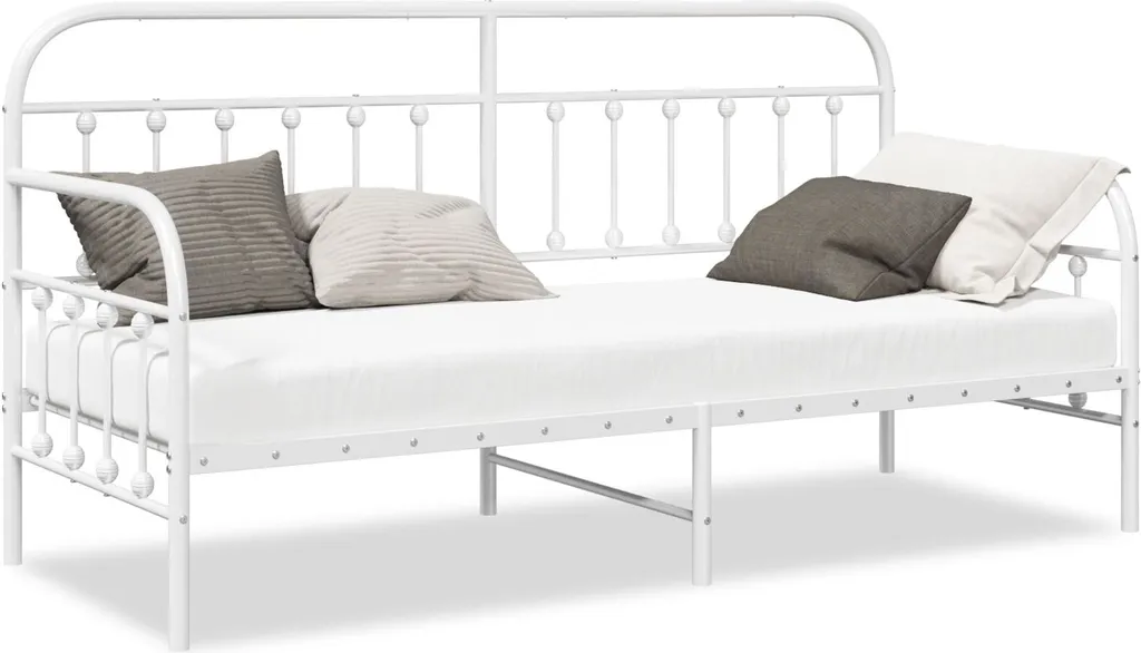 Lit banquette en métal blanc 80x200 cm - Cadre de lit robuste et chic