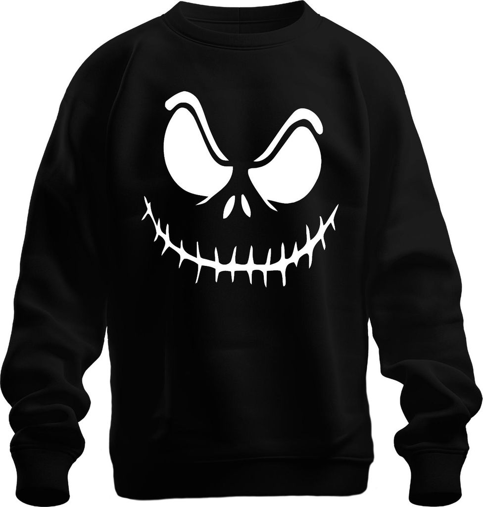 Jack Skellington Gesicht Nightmare before Christmas Weihnachten Uni Sweatshirt Pullover, Schwarz, L