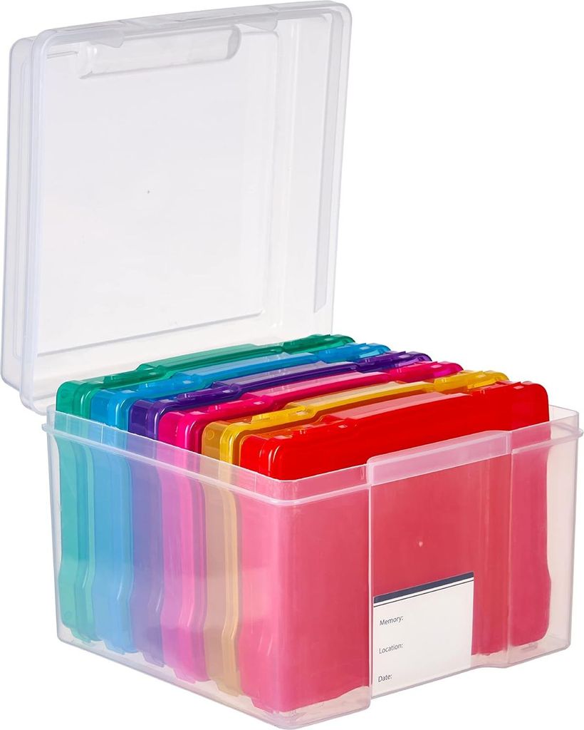 Fotoaufbewahrungsbox für 600 5R-Fotos mit Etiketten - Bunte Hüllen, Multifunktionaler Blattorganizer