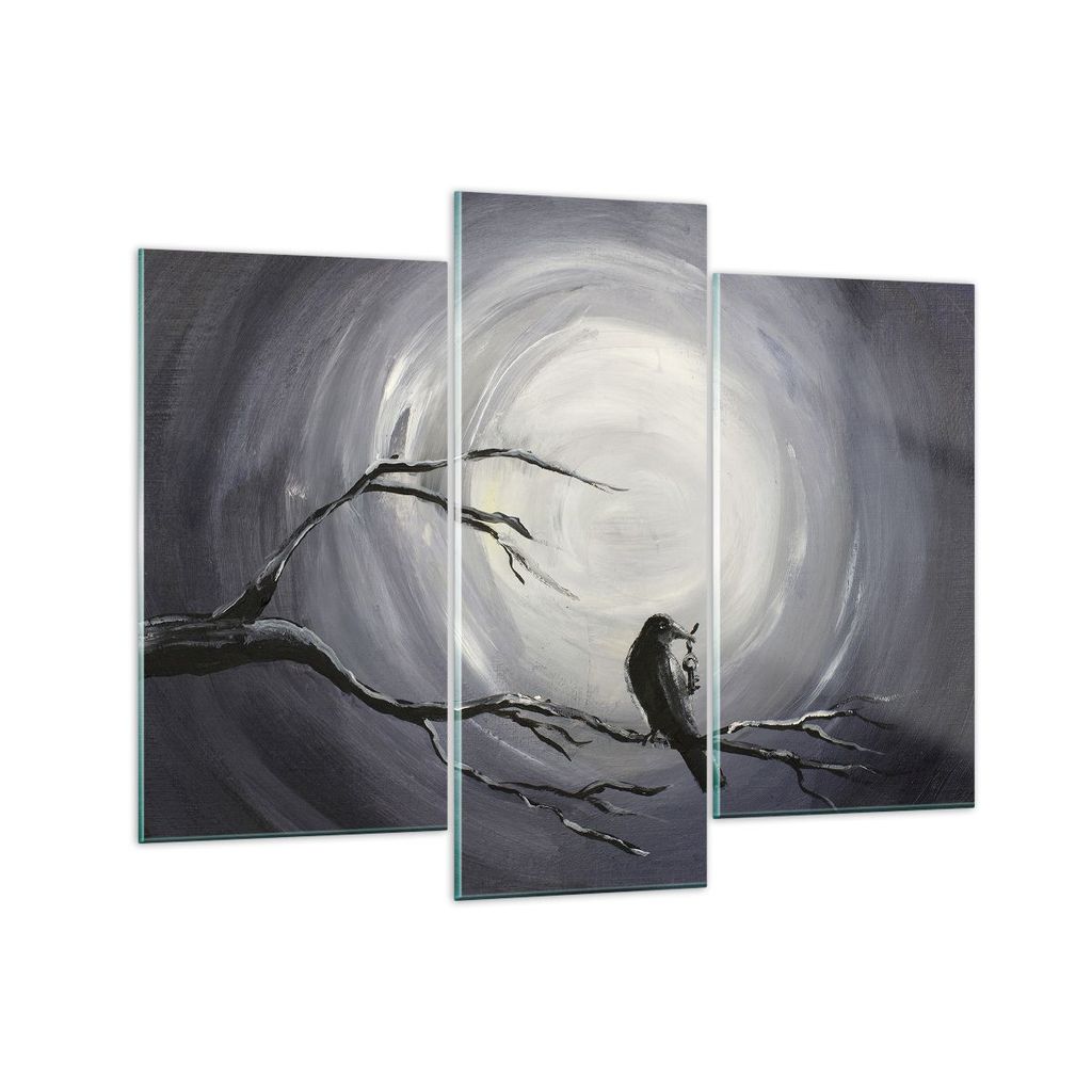Bilder auf glas - Vogel Baum modern - 130x100cm - Glasbilder - Wandbilder - Kunstdruck - zum Aufhängen bereit - Wanddekoration aus Glas - Glas Bil...