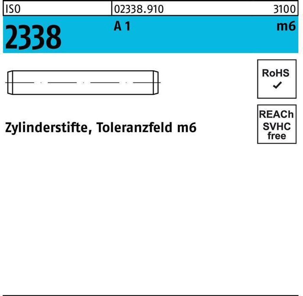 Reyher Zylinderstifte ISO 2338 1.4305 16 m6 x 40 A 1 (10 Stück)